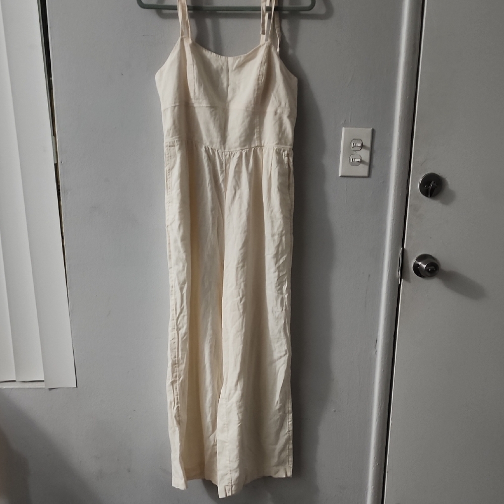 Linen-Blend Tie-Shoulder‎ Corset Cami Jumpsuit
